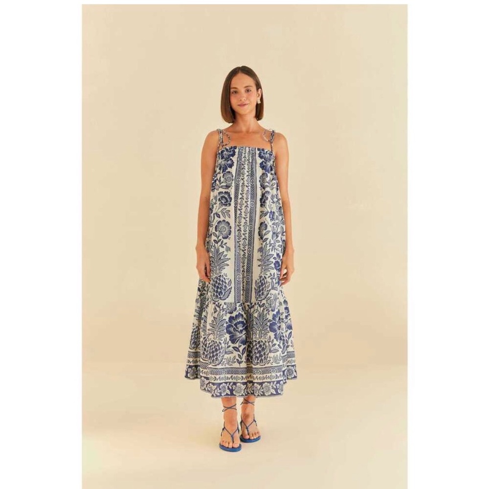 Farm Rio Blue and White Maxi Dress